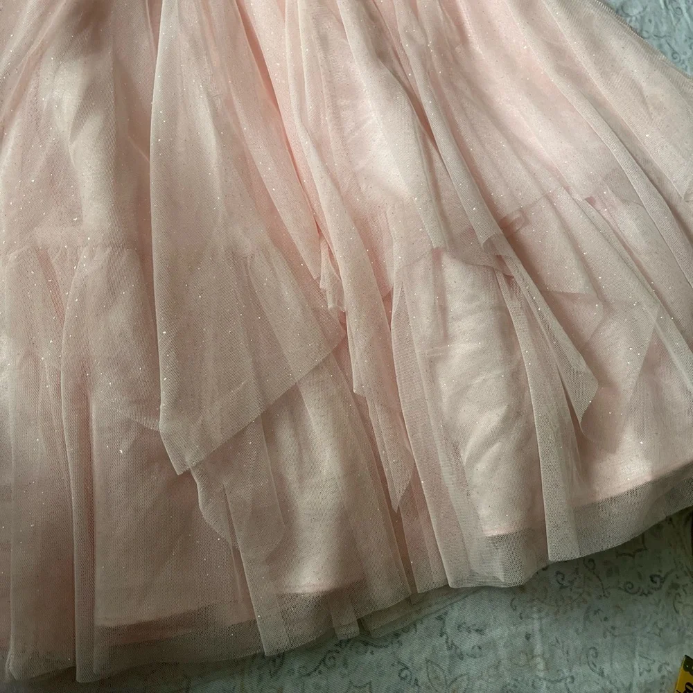Jona Michelle, baby Pink‎ Sparkle Dress with Bow, sleeveless floral design
